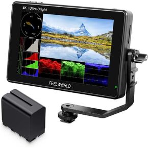 FEELWORLD LUT7 7 Inch Ultra Bright 2200nit Touchscreen Camera DSLR Field Monitor with F970 6600mAh Battery, with 3D Lut Waveform Automatic Light Sensor 1920x1200 4K HDMI Input