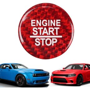 Real Red Carbon Fiber Push to Start Button Cover fits 2015 2016 2017 2018 2019 2020 2021 2022 2023 Charger Challenger Durango Grand Cherokee