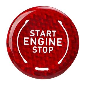 Carbon Fiber Push Start Button Cover, Keyless Engine Start/Stop Push Start Button Cover, Ignition Switch Button Cover Trim, Push Start Button Cover for Corvette C8 2020＋ (Red)