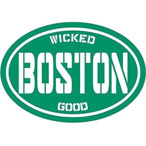 Boston Decal - Green Wicked Good Boston Vinyl Sticker - Boston Bumper Sticker - Massachusetts Decal - Perfect City of Boston Gift - Made in The USA Size: 4.7 x 3.3 inch