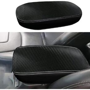sportuli Center Console Cover Anti-Scratch Leather Armrest Cover Replace for 2011-2020 2021 Jeep Grand Cherokee Accessories (Black Stitches)