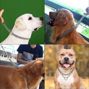 Hypeety Dog Training Collars Chain Martingale Pet Dog Collar Pinch Metal Slip Stainless Steel Chain Collar for Medium and Large Dogs (XL)