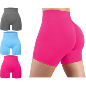 JOLLMONO 3 Piece Workout Shorts Women Yoga Seamless Gym Shorts High Waisted Spandex Biker Shorts