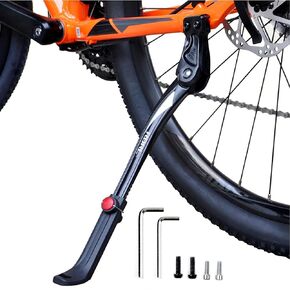 RBRL Bike Kickstand Aluminium Alloy, Bicycle Side Stand Universal for 26''-29'', Stable Bicycle Kickstand for Mountain Bike/Road Bike/MTB, Height Adjustable with Non-Slip Rubber Foot