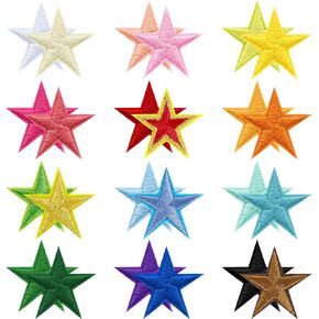 48Pcs Star Iron on Patches Star Embroidered Decorative Patch for Clothes, Jeans,Hats,Backpacks,Jackets,Vest,Decoration(Multicolor)