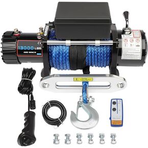 12V 13000LBS Electric Winch Synthetic Rope Truck For Jeep 13000LB Trailer 4WD