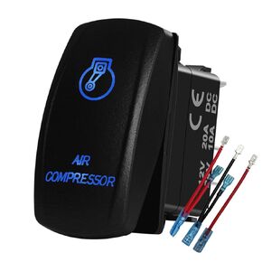 Blue Led Air Compressor Rocker Switch with Jumper Wires 5Pin ON Off SPST Toggle Switch for ARB Automotive Jeep Off Road Vehicle SUV Pickup 12V/20A 24V/10A
