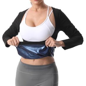Sauna Suit Shirt for Women Weight Loss Waist Trainer Sweat Vest Workout Long Sleeve Fitness Body Shaper