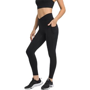 سراويل ألتيلاند النسائية ذات الخصر المتقاطع بدون درزات أمامية 7/8 مع جيوب - سراويل يوجا للجري ناعمة عالية الخصر in Kuwait