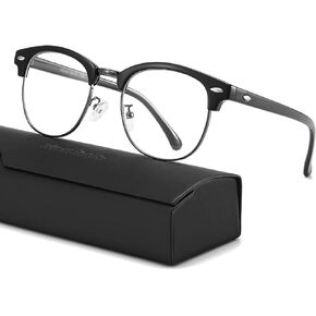 Blue Light Blocking Glasses Women, Semi-Rimless Clear Lens, Professional Computer Game Eyeglasses for men, Anti Eyestrain and Better Sleep (Golden Frame)