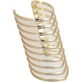 Women Fashion Jewelry Gold Metal Extra Long Cuff Bracelet Wrist Chevron Wonder Style