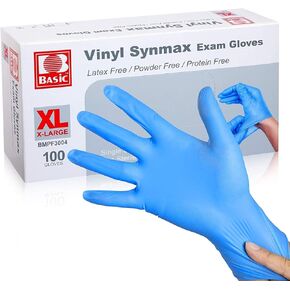 Synthetic Vinyl Exam Gloves - Latex-Free & Powder-Free - X-Large (Box of 100) Blue