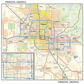 Phoenix, Arizona Wall Map, Small - 11.25" x 10.75" Laminated