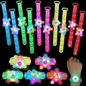 25 Pack Party Favors for Kids 4-8 8-12, Light Up Bracelets Easter Basket Goodie Bags Stuffers for Kids Girls Boys Treasure Box Toys Classroom Prizes Glow in the Dark Fidget Spinner Birthday Gifts