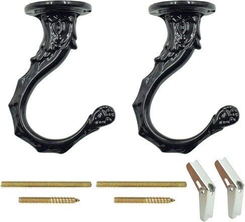 Eilumduo 65mm/2.6" Ceiling Hooks - Heavy Duty Swag Hook with Steel Screws Bolts and Toggle Wings for Hanging Plants Ceiling Installation Cavity Wall Fixing Black - (2 Sets) in Kuwait