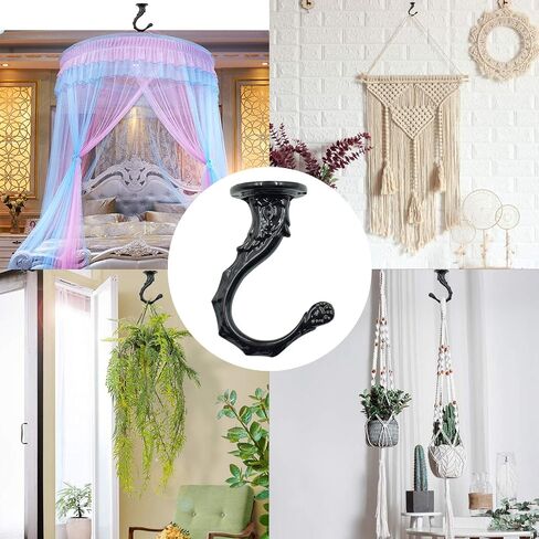 Eilumduo 65mm/2.6" Ceiling Hooks - Heavy Duty Swag Hook with Steel Screws Bolts and Toggle Wings for Hanging Plants Ceiling Installation Cavity Wall Fixing Black - (2 Sets) in Kuwait