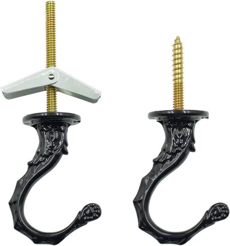 Eilumduo 65mm/2.6" Ceiling Hooks - Heavy Duty Swag Hook with Steel Screws Bolts and Toggle Wings for Hanging Plants Ceiling Installation Cavity Wall Fixing Black - (2 Sets) in Kuwait