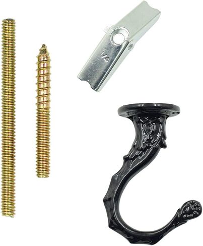 Eilumduo 65mm/2.6" Ceiling Hooks - Heavy Duty Swag Hook with Steel Screws Bolts and Toggle Wings for Hanging Plants Ceiling Installation Cavity Wall Fixing Black - (2 Sets) in Kuwait