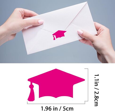 80PCS Pink Graduation Cap Label Stickers Self-Adhesive Grad Hat Stickers Sealing Labels Grad Party Favor Decor for College High School Graduation Envelopes Chocolate Cards Gift Wrap (Light Pink) in Kuwait