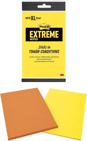 Post-it Extreme Notes, Stop Re-Work on The Job, Works in 0-120 Degrees Fahrenheit, 100X The Holding Power, Green, Orange, Mint, Yellow, 3 in x 3 in, 12 Pads/Pack, 45 Sheets/Pad (EXTRM33-12TRYX) in Saudi Arabia