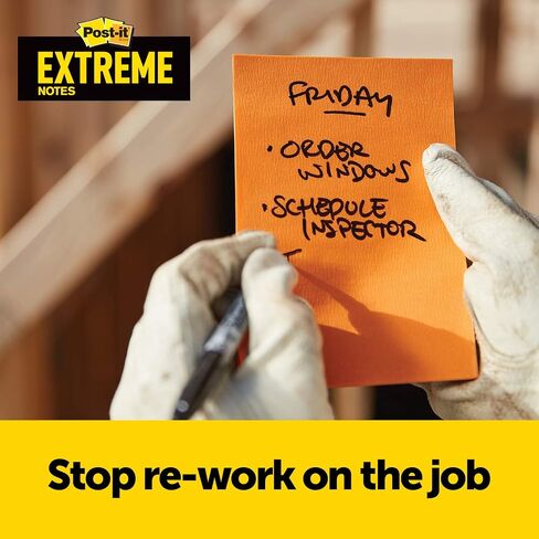 Post-it Extreme Notes, Stop Re-Work on The Job, Works in 0-120 Degrees Fahrenheit, 100X The Holding Power, Green, Orange, Mint, Yellow, 3 in x 3 in, 12 Pads/Pack, 45 Sheets/Pad (EXTRM33-12TRYX) in Saudi Arabia