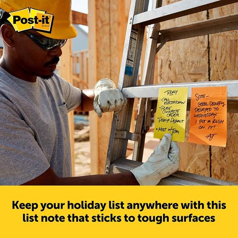 Post-it Extreme Notes, Stop Re-Work on The Job, Works in 0-120 Degrees Fahrenheit, 100X The Holding Power, Green, Orange, Mint, Yellow, 3 in x 3 in, 12 Pads/Pack, 45 Sheets/Pad (EXTRM33-12TRYX) in Saudi Arabia