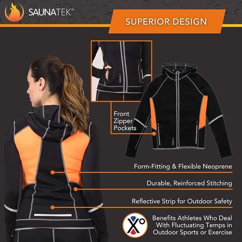 Women's Sauna Sweat Suit Paneled Hooded Jacket for Exercise and Heat Training, Neoprene in Saudi Arabia
