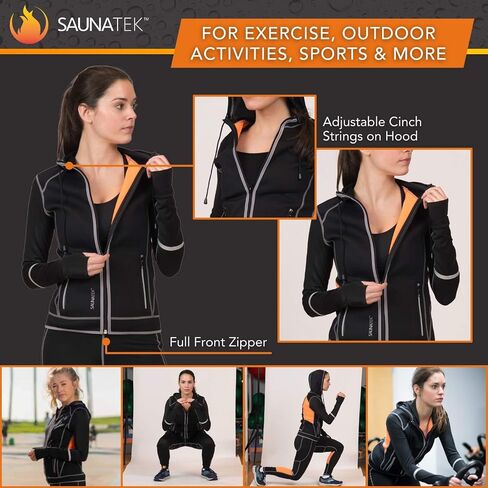 Women's Sauna Sweat Suit Paneled Hooded Jacket for Exercise and Heat Training, Neoprene in Saudi Arabia