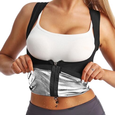 JBT Sauna Suit Sweat Vest for Women Weight Loss, Waist Trainer Sweat Vest for Women Fitness Body Shaper with Zipper in Saudi Arabia