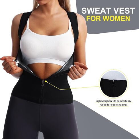 JBT Sauna Suit Sweat Vest for Women Weight Loss, Waist Trainer Sweat Vest for Women Fitness Body Shaper with Zipper in Saudi Arabia