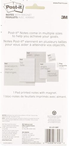 Post-it Super Sticky Printed Note Pads with Magnet, Watercolor, 8x4 in (BC-LIST-WTRCLR ) in Saudi Arabia