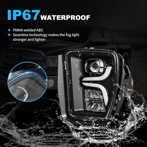 مصابيح ضباب LED مطورة مع DRL وإشارات انعطاف مناسبة لـ Dodge Ram 1500 2013 2014 2015 2016 2017 2018، طقم استبدال مجموعة مصابيح الضباب الأمامية للشاحنات الصغيرة، معتمد من DOT، زوج واحد in Kuwait