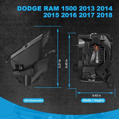 مصابيح ضباب LED مطورة مع DRL وإشارات انعطاف مناسبة لـ Dodge Ram 1500 2013 2014 2015 2016 2017 2018، طقم استبدال مجموعة مصابيح الضباب الأمامية للشاحنات الصغيرة، معتمد من DOT، زوج واحد in Kuwait