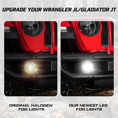 Kiwi Master LED Fog Lights for Jeep Gladiator JT 2018-2024 Jeep Wrangler JL/4xe Accessories Bumper Lamps Assembly Kit, 3 Brackets Fits Sport/Willys Mojave Sahara Rubicon/Steel Bumpers, Pair in Saudi Arabia
