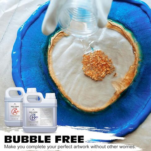 راتنجات إيبوكسي سريعة المعالجة - 86 أونصة 4 ساعات من ترقية القالب من الراتنج الشفاف الكريستالي، راتنجات صب خالية من الفقاعات لفن الراتنج DIY، الأكواب، الطلاء، المجوهرات، مع حبر الراتنج، الصبغة، الميكا، اللامع، رقائق الرقائق المعدنية in Kuwait