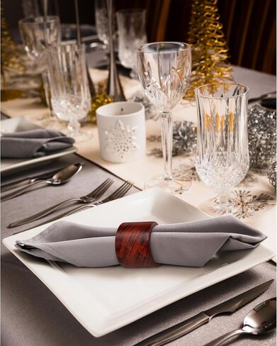 Wooden Napkin Rings Set of 12 Handmade Napking Holders for Dining Tableware, Thanksgiving, Party, Table Décor (Rounded) in Saudi Arabia