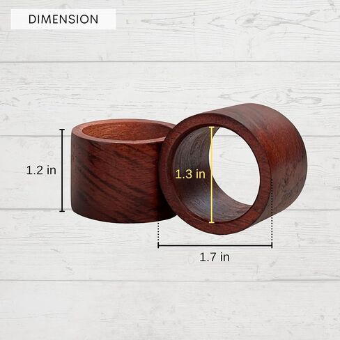 Wooden Napkin Rings Set of 12 Handmade Napking Holders for Dining Tableware, Thanksgiving, Party, Table Décor (Rounded) in Saudi Arabia