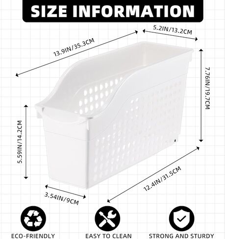 24 Packs Large Book Bins with Wheels Plastic File and Binder Holders White Hollowed Magazine Books Storage Organizers for Home Classroom School Office Supplies in Saudi Arabia