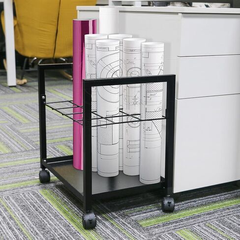 Blueprint Holder - Blueprint Storage Metal Blue Print Storage Organizer with Wheels, 12 Slots Construction Plan Holder to Storage Poster Architectural Rolled Maps for Home Office School in Kuwait