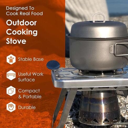 حزمة nCamp Kitchen to Go مكونة من 5 قطع، موقد تخييم محمول مدمج متعدد الوقود، محول بروبان ISO، سطح إعداد لوح تقطيع الخيزران المرتفع، ماكينة صنع القهوة في المقهى، حقيبة حمل، للتخييم in Kuwait