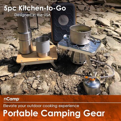 nCamp 4 Piece Outdoor Camping Cooking Stove Prep Surface Set with Carrying Case for Hiking and Backpacking in Kuwait