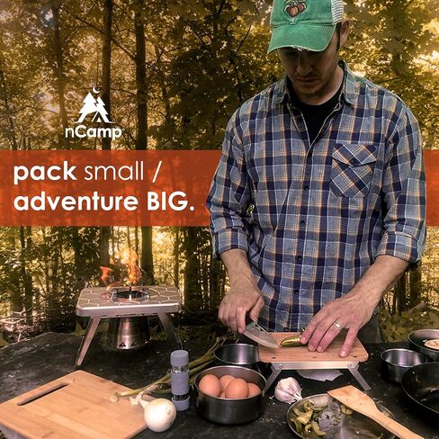 nCamp 4 Piece Outdoor Camping Cooking Stove Prep Surface Set with Carrying Case for Hiking and Backpacking in Kuwait