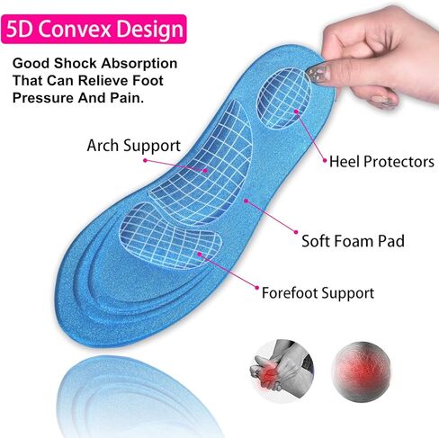 نعال داخلي للرجال، (زوجان)، حشوات أحذية إسفنجية مسامية خماسية الأبعاد، نعال داعمة للقوس، نعال التهاب اللفافة الأخمصية للقدم المسطحة، التهاب اللفافة الأخمصية، آلام القوس وتخفيف آلام القدم (مقاس الرجال 7-12) in Kuwait