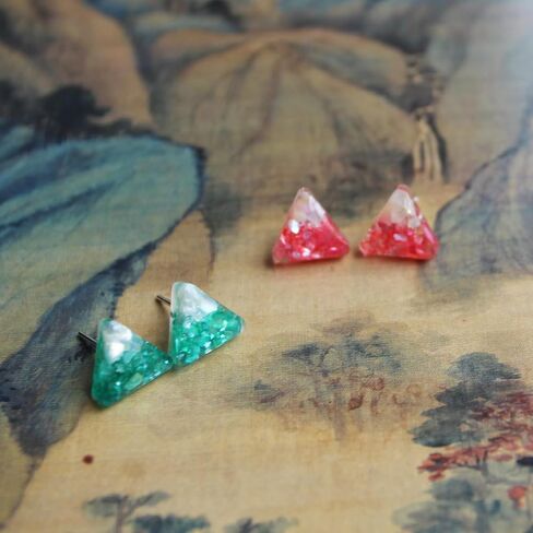 Mountain-like Ancient Cultural | 925 Sterling Silver Earrings Studs | Handmade Gift for Women Girls (Blue & Cyan) in Saudi Arabia