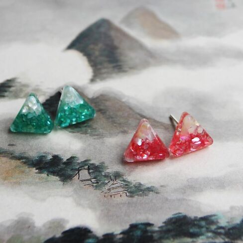 Mountain-like Ancient Cultural | 925 Sterling Silver Earrings Studs | Handmade Gift for Women Girls (Blue & Cyan) in Saudi Arabia