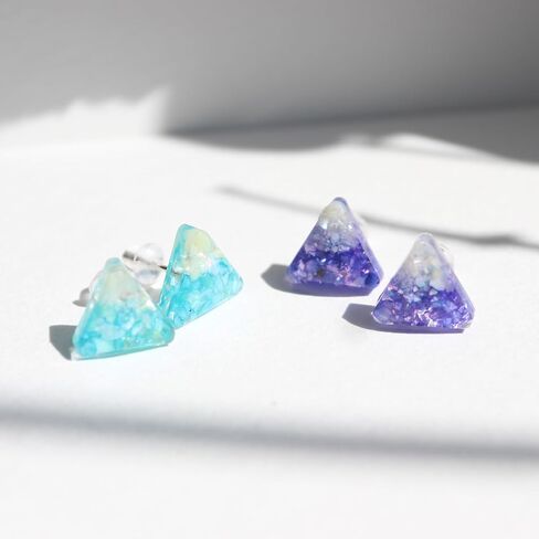 Mountain-like Ancient Cultural | 925 Sterling Silver Earrings Studs | Handmade Gift for Women Girls (Blue & Cyan) in Saudi Arabia