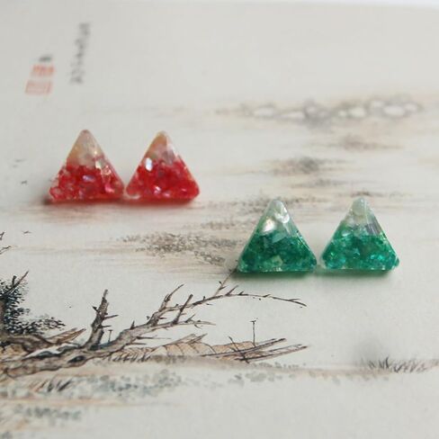 Mountain-like Ancient Cultural | 925 Sterling Silver Earrings Studs | Handmade Gift for Women Girls (Blue & Cyan) in Saudi Arabia
