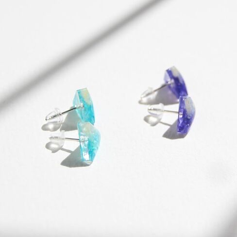 Mountain-like Ancient Cultural | 925 Sterling Silver Earrings Studs | Handmade Gift for Women Girls (Blue & Cyan) in Saudi Arabia