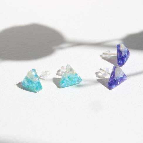 Mountain-like Ancient Cultural | 925 Sterling Silver Earrings Studs | Handmade Gift for Women Girls (Blue & Cyan) in Saudi Arabia