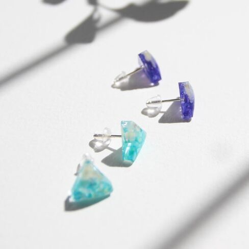 Mountain-like Ancient Cultural | 925 Sterling Silver Earrings Studs | Handmade Gift for Women Girls (Blue & Cyan) in Saudi Arabia